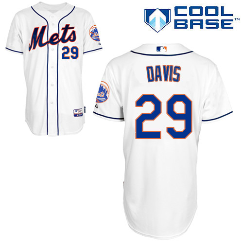 Ike Davis #29 MLB Jersey-New York Mets Men's Authentic Alternate 2 White Cool Base Baseball Jersey